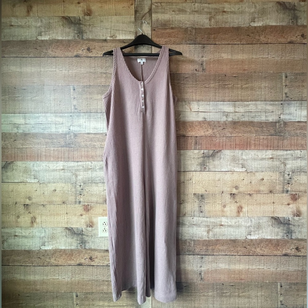 Women's Socialite Waffle Knit Wide Leg Jumpsuit XL | Neutral Jumpsuit